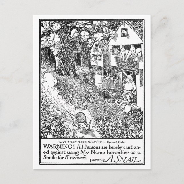 Speedy Snail on Wheels Postcard (Front)