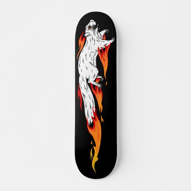 Speedy Squirrel Fiery Flames Skateboard Deck (Front)