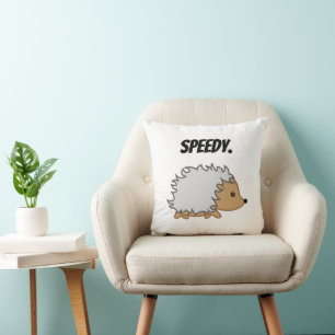 Speedy the Hedgehog,  Funny Fast Animal Cartoon Cushion