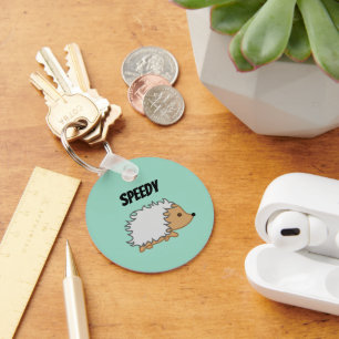 Speedy the Hedgehog,  Funny Fast Animal Cartoon Key Ring