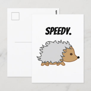 Speedy the Hedgehog,  Funny Fast Animal Cartoon Postcard