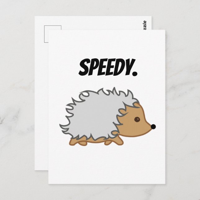 Speedy the Hedgehog,  Funny Fast Animal Cartoon Postcard (Front/Back)