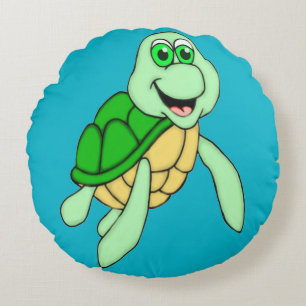 Speedy Turtle Round Throw Pillow