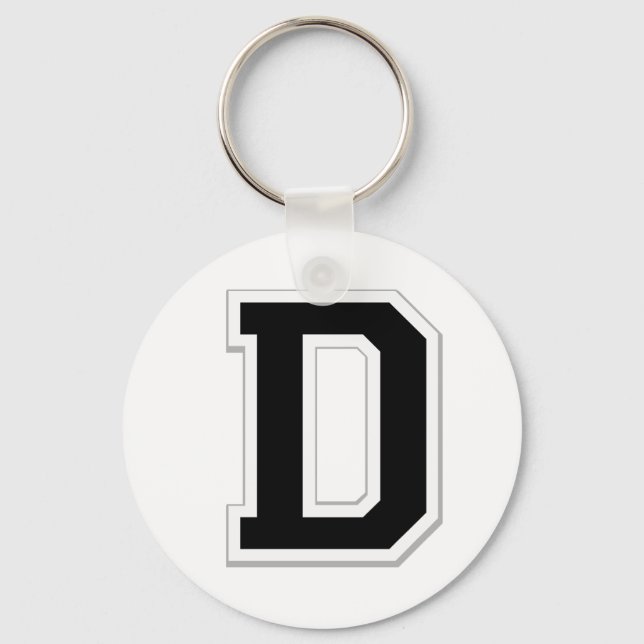 Spell it Out Initial Letter D in Black Key Chain (Front)