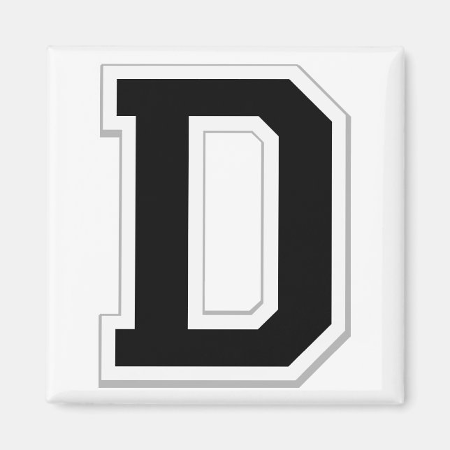 Spell it Out Initial Letter D in Black Magnet (Front)