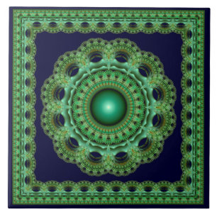 Spellbinding fractal framed ornament ceramic tile