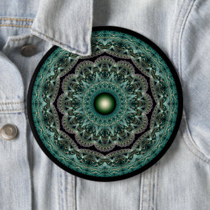 Spellbinding fractal glossy fancy ornament 6 cm round badge
