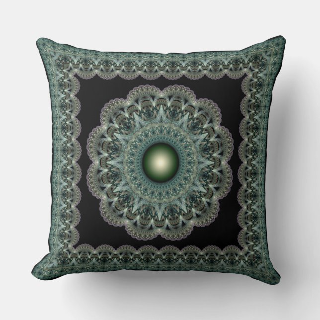 Spellbinding fractal glossy framed ornament cushion (Front)