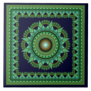 Spellbinding fractal star ornament ceramic tile