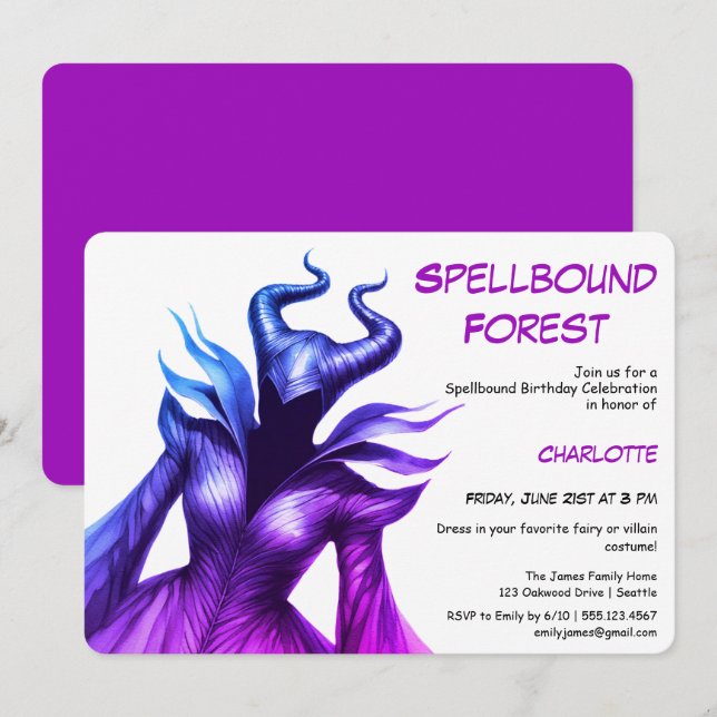 Spellbound Forest – Dark Fairy Birthday Party  Invitation (Front/Back)