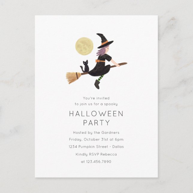 Spellbound Halloween Party Invitation Postcard (Front)