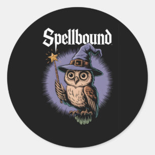 Spellbound Owl With Wand - Magical Halloween Wizar Classic Round Sticker