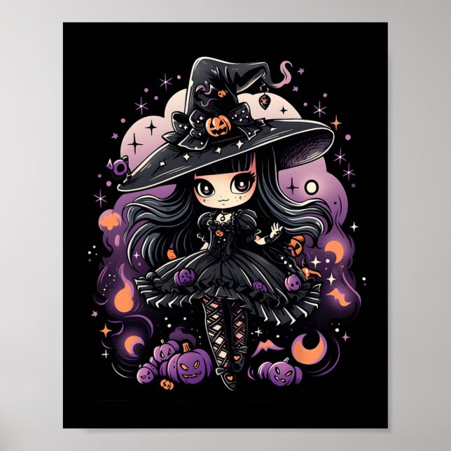 Spellbound Spirits Halloween Witch Art  Poster (Front)