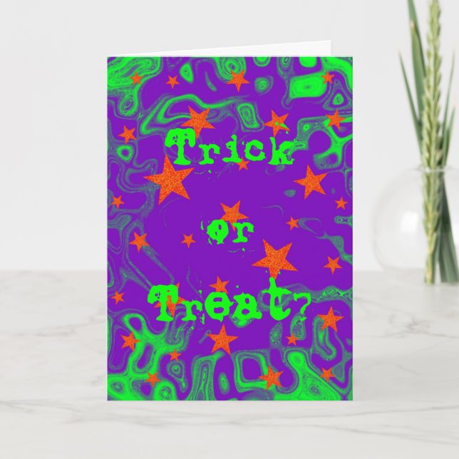 Spellbound 'Trick or Treat?' text greetings card (Front)