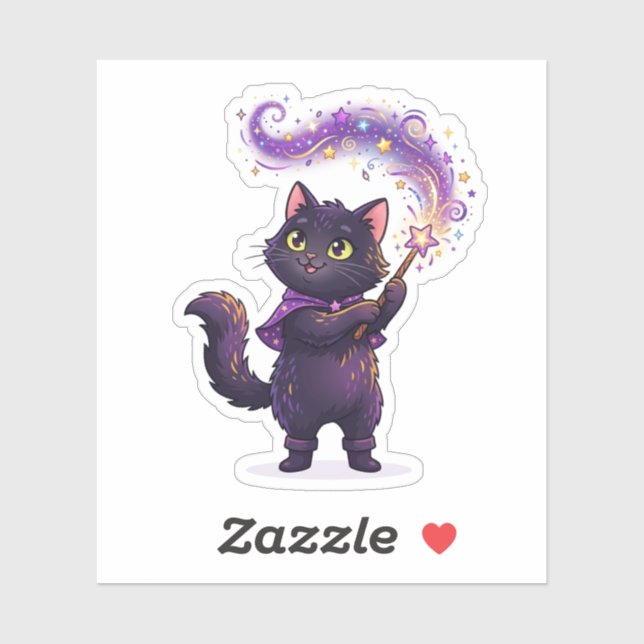  Spellcaster Black Cat Magical Wizard Halloween (Sheet)