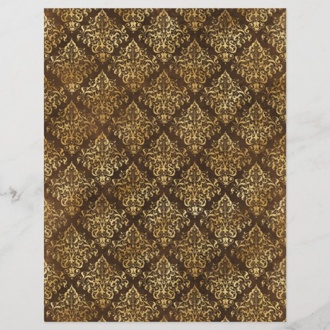 Spellcaster Burgundy & Gold Scrapbook Paper Sheet (Front)