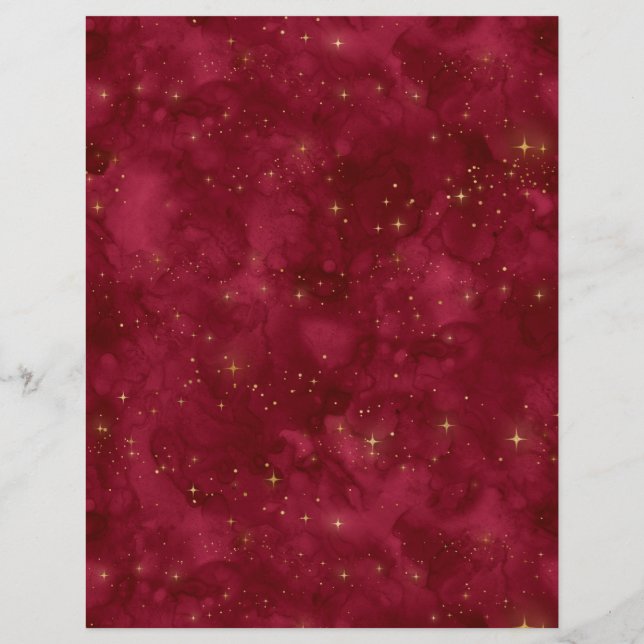 Spellcaster Red & Gold Scrapbook Paper Sheet (Back)