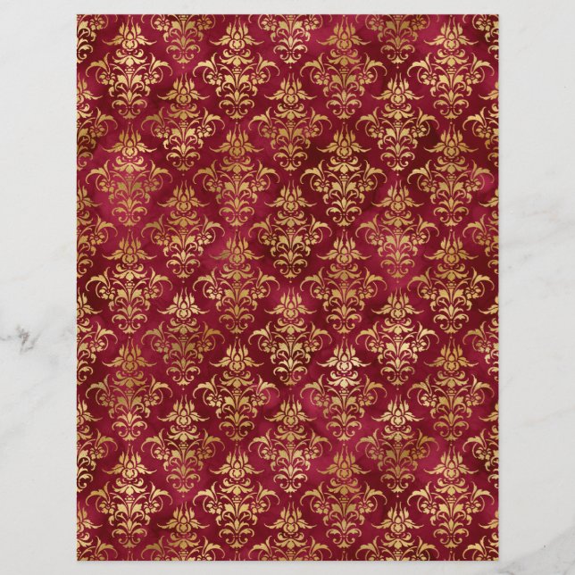 Spellcaster Red & Gold Scrapbook Paper Sheet (Front)