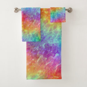 spellcaster - vivid rainbow prism ombre : bath towel set