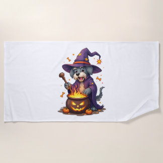 Spellcasting Schnauzer Beach Towel