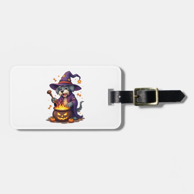 Spellcasting Schnauzer Luggage Tag (Front Horizontal)