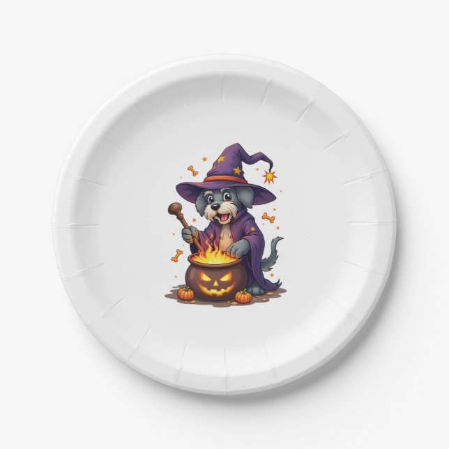 Spellcasting Schnauzer Paper Plate (Front)
