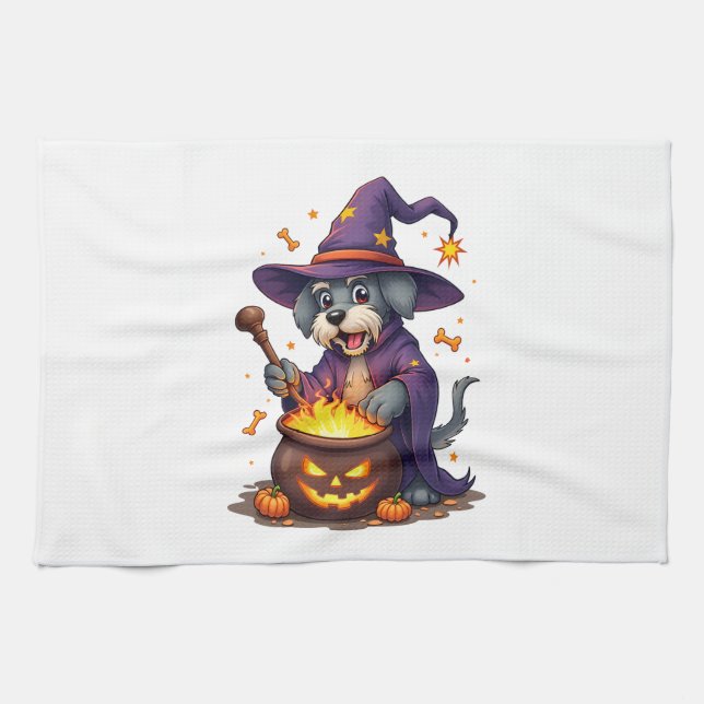 Spellcasting Schnauzer Tea Towel (Horizontal)