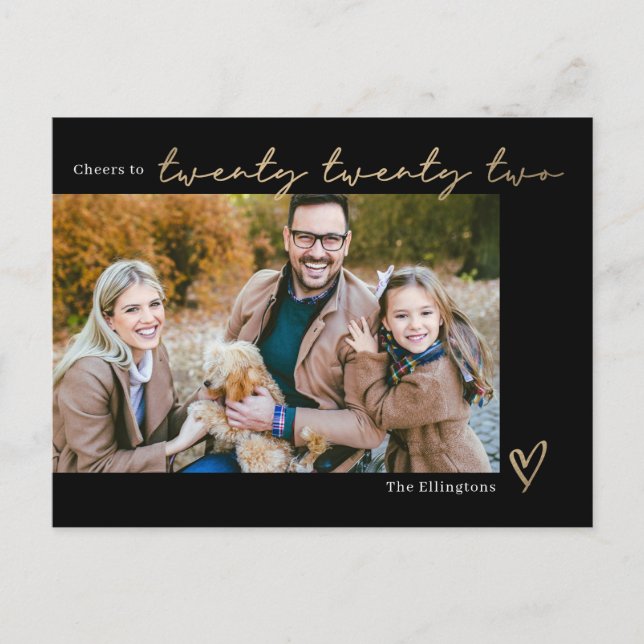 Spelled Year Editable Colour New Year Postcard (Front)