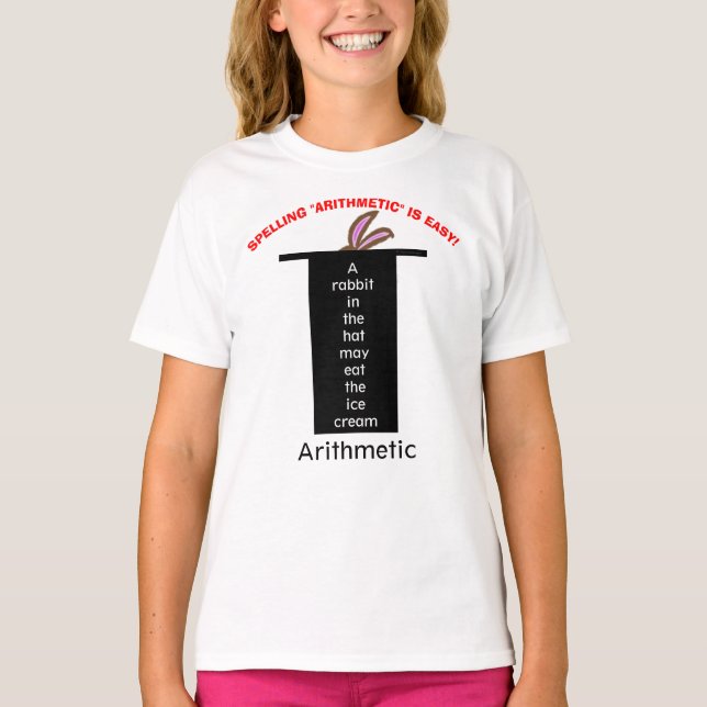 Spelling Arithmetic Magic Pink Bunny Ears T-Shirt (Front)