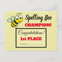 Spelling Bee Award First Place Champion School