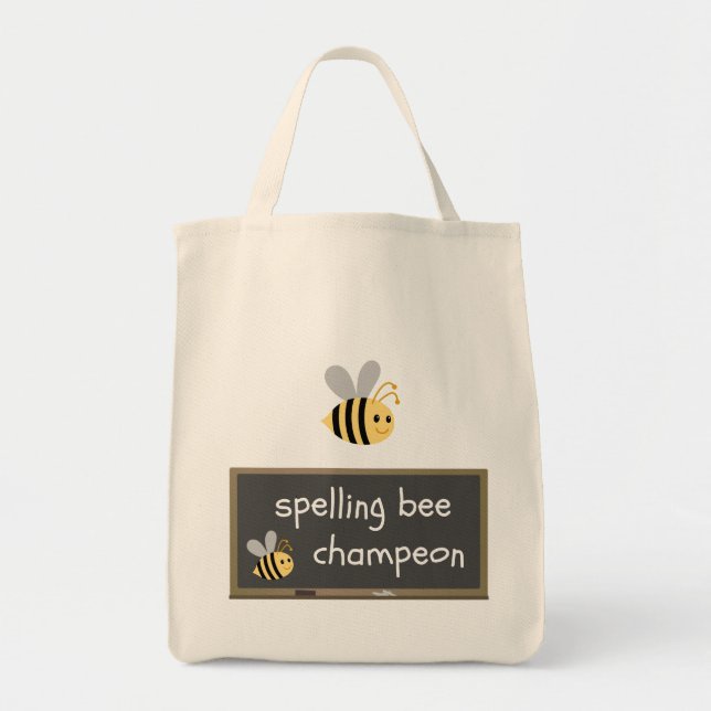 Spelling Bee Champeon Misspelling Humour Tote Bag (Front)