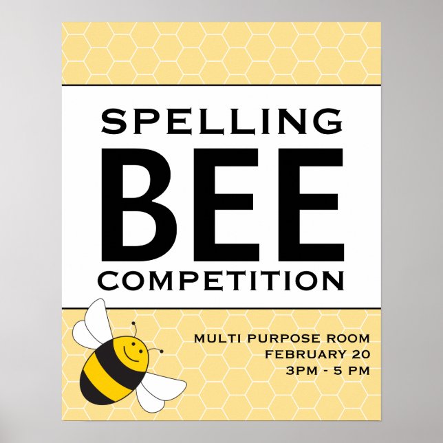 Spelling Bee Competition Announcement Poster 16x20 (Front)