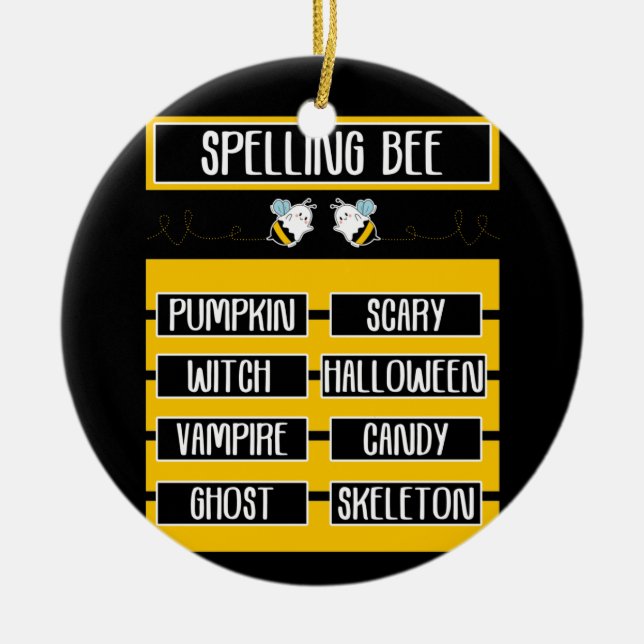 Spelling Bee Pun Halloween Costume for Teachers Ceramic Ornament (Front)