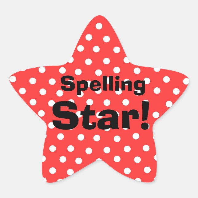 Spelling Star customisable subject stickers (Front)