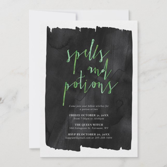 Spells and Potions Halloween Party Invitation (Front)