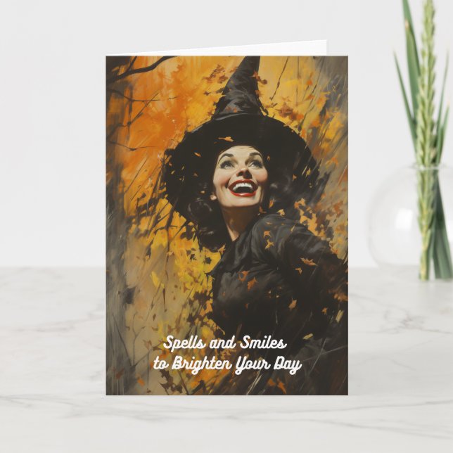 Spells and Smiles from a Happy Witch - Blank Insid Card (Front)
