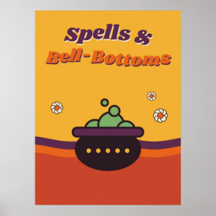 Spells & Bell-Bottoms Retro Halloween Poster