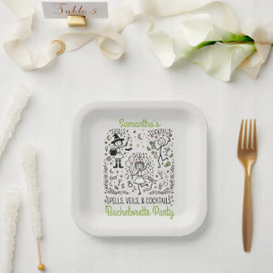Spells, Veils, and Cocktails Bachelorette Party Paper Plate