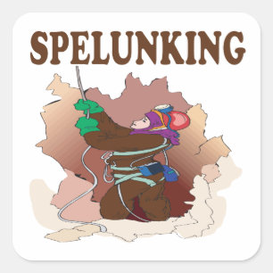 Spelunking 13 square sticker