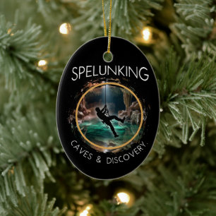 Spelunking, Caves and Discovery Spelunker Natural  Ceramic Ornament