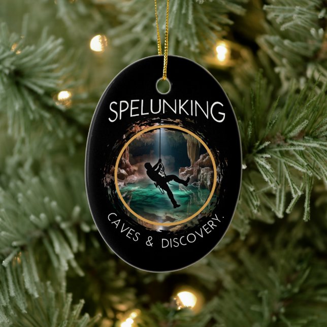 Spelunking, Caves and Discovery Spelunker Natural  Ceramic Ornament (Tree)