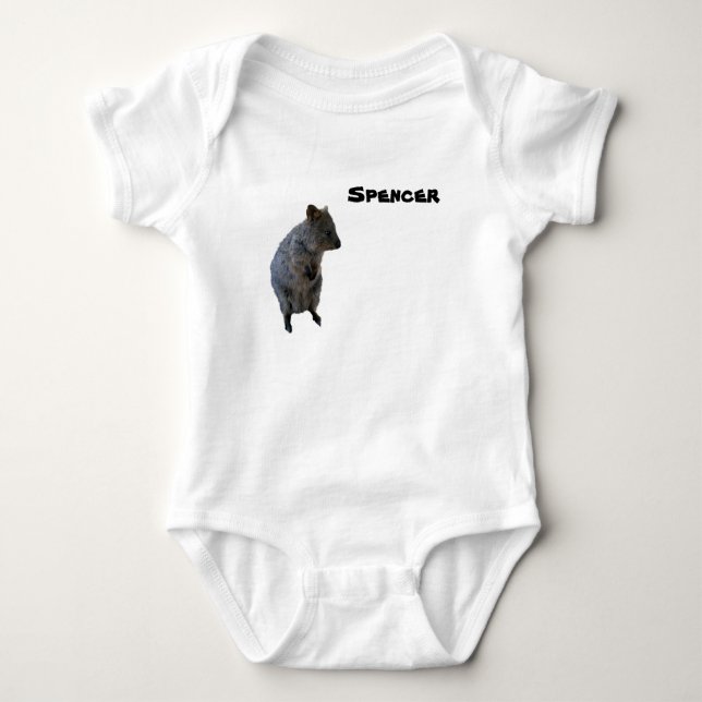 Spencer Boys Name @ Aussie Quokka, Baby Bodysuit (Front)