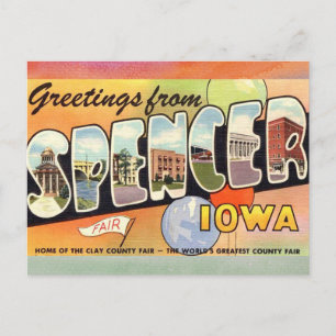 Spencer Iowa Vintage Travel Postcard