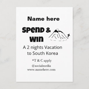Spend win promotional travel business offer add na postcard
