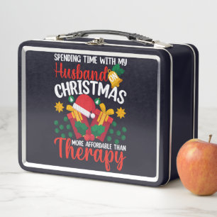 Spending Time With Husband On Christmas Funny Sant Metal Lunch Box