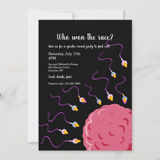 Sperm Race Gender Reveal Party Invitation (Front)