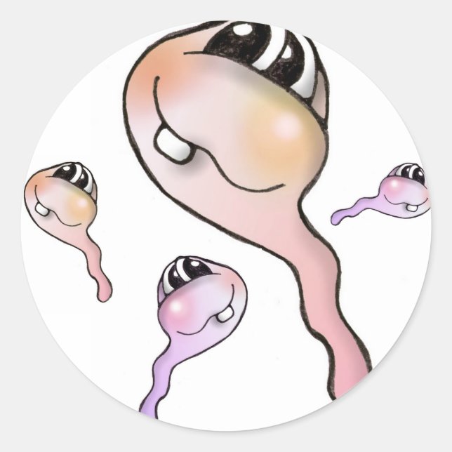 sperm, sperm, stickers, tadpoles, stickers, classic round sticker (Front)