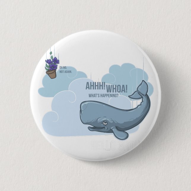 Sperm Whale and Bowl of Petunias 6 Cm Round Badge (Front)