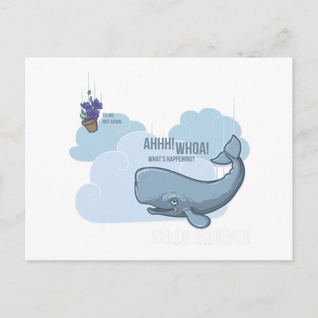 Sperm Whale and Bowl of Petunias Postcard (Front)