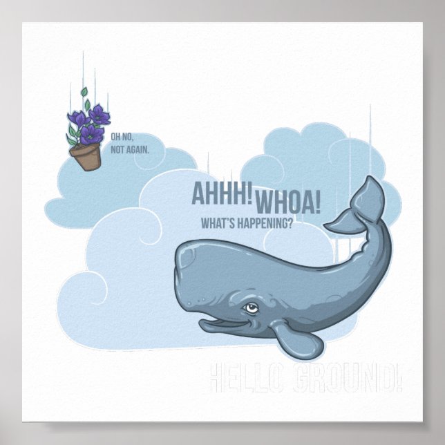 Sperm Whale and Bowl of Petunias Poster (Front)